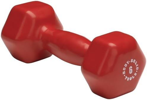 Body-Solid Tools Vinyl Dumbbell for Aerobic Strength Training and Physical Therapy, Hand Weights for Men and Women, Commercial and Home Gym Free Weights Hex End Dumbbells