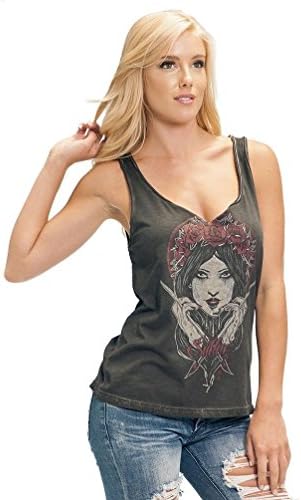 SULLEN ANGELS HERE TODAY WOMEN DIRTY WASH BLACK TANK TOP US SIZE (XL)