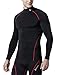 TSLA Men's UPF 50+ Mock Long Sleeve Compression Shirts, Athletic Workout Shirt, Base Layer for Water Sports, BLM Edition Black & Red, X-Large