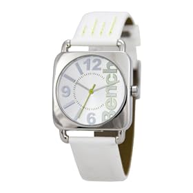 Bench Ladies Silver Sunray Dial Watch With White Strap