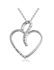 Sterling Silver Diamond Heart Pendant Necklace (GH, I1-I2, 0.05 carat)