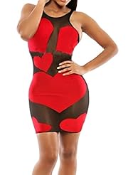 Round Neck Mesh Sheath Above the Knee Polyester/Spandex Sleeveless Bandage Dress 
