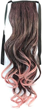 Stepupgirl 19 Inch 1 Piece Curly Omber Color Ponytail with Souvenir Card (Black to Chisato)