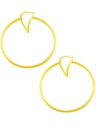 14 Karat Yellow Gold 2x50-mm Diamond-cut Hoop Earrings