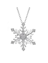 Sterling Silver .20ct Genuine Diamond Snowflake Pendant on 18" Necklace