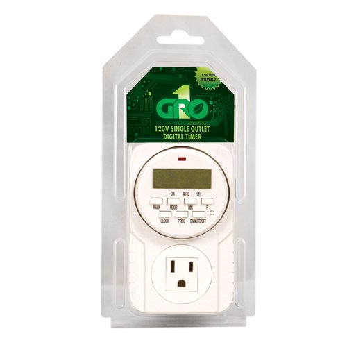 GRO1 Hydroponic 120V Single Outlet Digital Timer