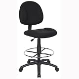 Boss Drafting Stool with Foot Ring And Loop Arms, Black