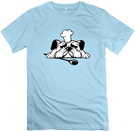Men Pug Chefs Hat Wooden Spoon Custom 100% Cotton SkyBlue T-Shirt By Mjensen
