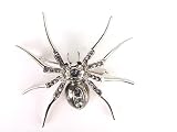 LIGHT JET CZECH RHINESTONE GREY BELLY SPIDER PIN BROOCH