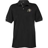 Colorado Buffaloes Black Classic Pique Stainguard Polo Shirt at Antigua