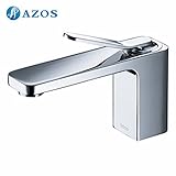AZOS 洗面器の蛇口 黄銅製 銀色 単穴 台付 冷熱混合水栓 MPDKZ115