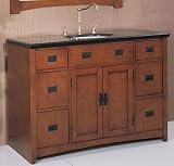 Upperclass Furniture P5434-03A Sink Cabinet White Under Mount Ceramic Sink- 3 Cm Black Granite Counter Top
