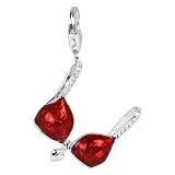 SilberDream Charm red bikini top, 925 Sterling Silver Charms Pendant with Lobster Clasp for Charms Bracelet, Necklace or Charms Carrier FC3005R