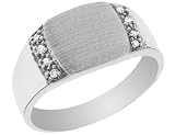 Men's Diamond Signet Ring in White Gold