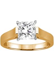 0.90 Ct Princess H/I I1 Diamond 14K Yellow Gold Solitaire Ring