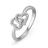 Sterling Silver Round Diamond Double Heart Ring (1/10 cttw)