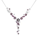 Perfect Gift - High Quality Purple Flower Necklace with Purple Swarovski Crystals (990)
