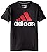 adidas Big Boys' Logo Short-Sleeve T-Shirt, Black/Light Scarlet, Small/8