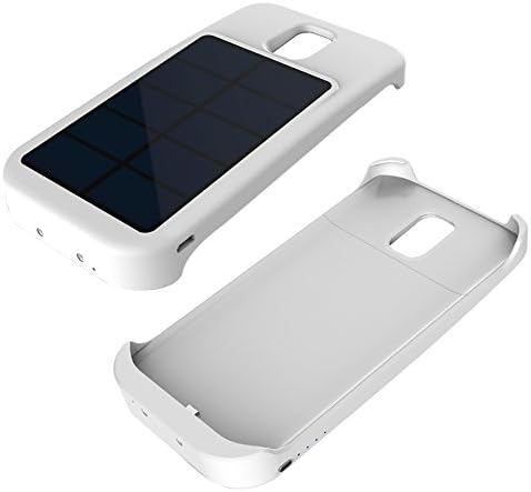 iNiCE™ Power Battery Case with Solar Charger 4000mAh Rechargeable Back Up for Samsung Galaxy S5 (White,A0002)