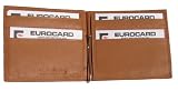 Tan Brown Leather Credit card holder with Note Clip