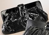 Liz Claiborne Black Croco Rocklin Clutch Handbag CROCO BLK