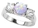 2.35 cts 925 Sterling Silver 14K White Gold Plated Lab Created Round Opal Engagement Ring