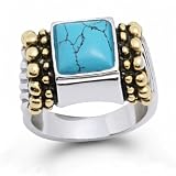 Bling Jewelry Designer Inspired Bali Sterling Silver Caviar Turquoise Ring
