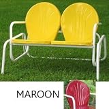 Retro Metal Double Glider - Maroon (Maroon) (34H x 49W x 32D)