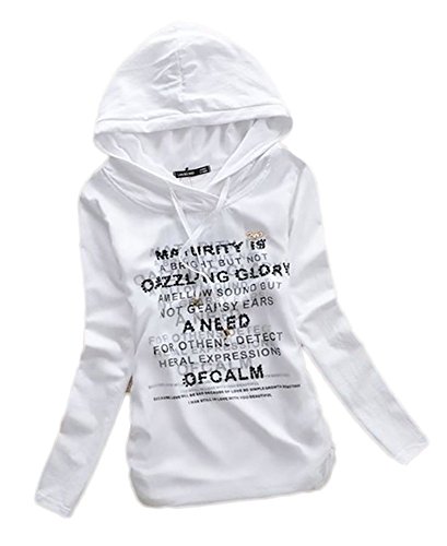 Notting hill 春夏 大人 レディース トレーナー 長袖 半袖 フード ロゴ シャーリング カジュアル シンプル かわいい デイリー ストリート スタイル ゆったり ホワイト サイズ M〜2XL SSK-0199