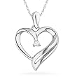 Sterling Silver Round Diamond Heart Pendant (0.03 cttw)