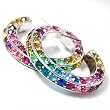 Triple-Sided Colorful Rhinestone Hoop Earrings Fashion Jewelry
