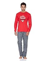 Gisela Pijama Camiseta Y Pantalón (Rojo / Azul)