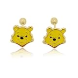 Winnie the Pooh Earrings in 14k Yellow Gold With Screw Back