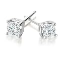 14K WG 1/5ctw Princess cut Diamond 4-Prong Stud Earrings (I-J,I2-I3)