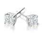 14K WG 1/5ctw Princess cut Diamond 4-Prong Stud Earrings (I-J,I2-I3)