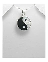 Yin-Yang Resin Pendant Necklace In 92.5 Sterling Silver