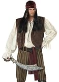 Mens Costume Caribbean Rogue Pirate Buccaneer Outfit with Striped Pants