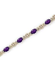 14kt Yellow Gold Oval Amethyst and Diamond Bracelet