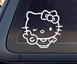 Hello Kitty with Hand Peace Sign Car Decal /Sticker