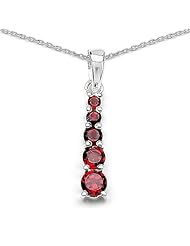 0.80 Carat Genuine Garnet Sterling Silver Pendant Necklace. 18"