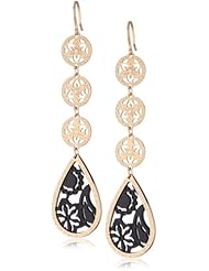 Rebecca "Cashmere" Rose Gold over Bronze Long Black Paisley Drop Earrings
