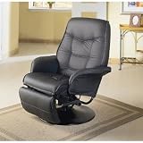 Coaster Furniture Leatherette Swivel Recliner in Black