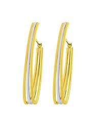 14 Karat Two-tone Gold 3-row U-shaped Hoop Earrings