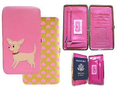 Cutie Chihuahua Metal Frame Wallet Passport Holder & Organizer