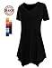[DRSKIN] WS05 Women Handkerchief Hem Short Sleeve Long Tunic Top. (XL, Black)