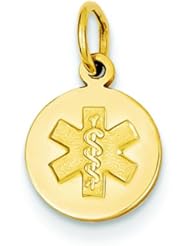 14K Yellow Gold Round Medical ID Charm Jewelry 18mm