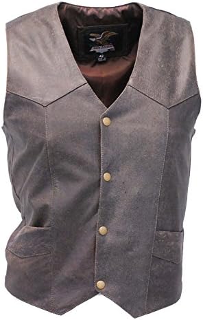 Jamin' Leather Premium Rich Brown Leather Plain Men's Vest 44