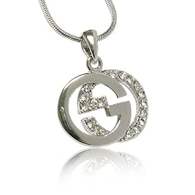 Silver Designer Inspired Gucci Pendant Necklace Jewelry