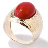 14K Gold Bold Oval Coral Ring by Regions of Italy