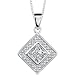 Chic Glamour: Sterling Silver Vintage Inspired Bridal Style Diamond Shaped Dangle Pendant Necklace With bezel Set Princess-cut CZ Diamond